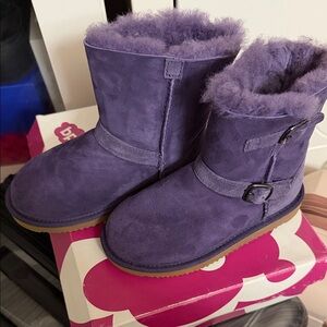 Purple Suede Fur-Lined Boots